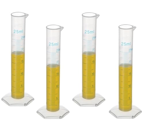Plastic Measuring Graduated Cylinder Set, 25ml Measuring Tube with Double sided Scale, Clear Measuring Cylinder for Laboratory, Home and School (Pack of 8)