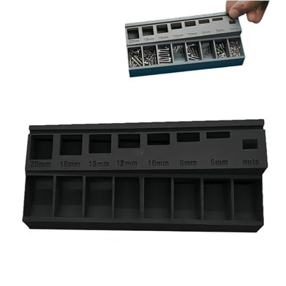 M3 Screw Organizer, Screw Sorting Box Precision Bolt Sorter Tray with 7 Measuring Slots, 3D Printed PLA Material, Ideal for Hardware and Small Parts Storage