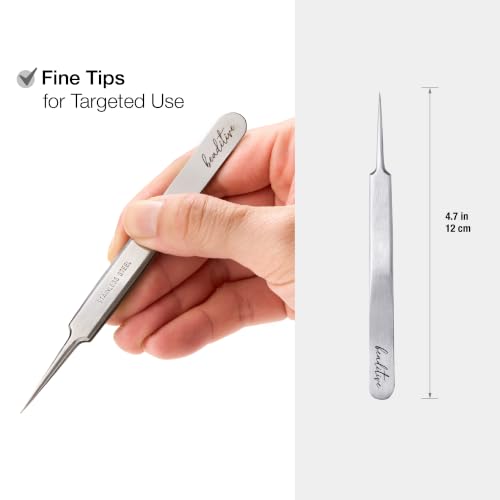 Beaditive High Precision Needle Nose Tweezers - 4.7" Craft Tweezers for Sewing, Beading, Quilling & DIY Crafts - Non-Serrated Jewelry Tweezers with Fine Tips - Stainless Steel