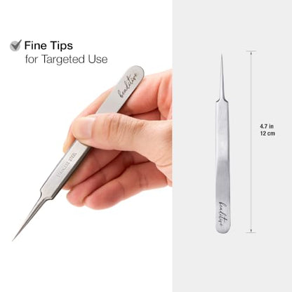 Beaditive High Precision Needle Nose Tweezers - 4.7" Craft Tweezers for Sewing, Beading, Quilling & DIY Crafts - Non-Serrated Jewelry Tweezers with Fine Tips - Stainless Steel