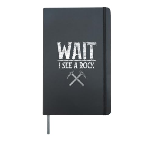 Wait I See A Rock Funny Geology Hardcover Journal, Black