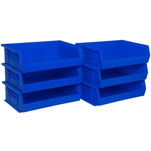 Akro-Mils 30255 AkroBins Plastic Storage Bins, 11"x16"x5", Blue, 6-Pack - color: Blue