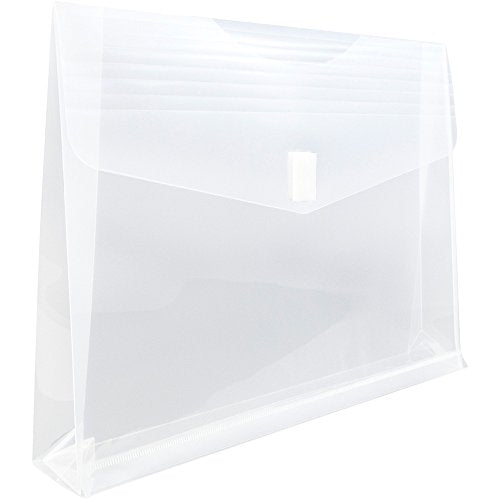 JAM PAPER Plastic Expansion Envelopes w/Hook & Loop Closure - Letter Booklet - 9 3/4 x 13 with 2 Inch Expansion - Clear - 12/Pack - color: Clear, size: 2" Expansion