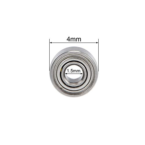 uxcell 681XZZ Deep Groove Ball Bearings 1.5mm Inner Dia 4mm OD 2mm Bore Double Shielded Chrome Steel Z2 20pcs