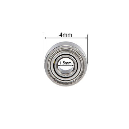 uxcell 681XZZ Deep Groove Ball Bearings 1.5mm Inner Dia 4mm OD 2mm Bore Double Shielded Chrome Steel Z2 20pcs