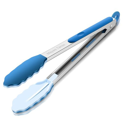 12-Inch Kitchen Tongs for Cooking with Silicone Tip,Classic Blue - color: 12"-Classic Blue