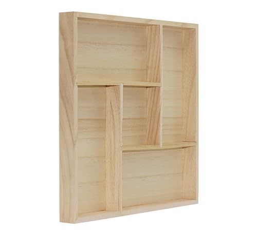 5 Section Wooden Trays – 10" × 10" Square Organizers with Compartments for Crafts, Drawer Tidying, Snacks, and Display | 2 Pack - size: 5 Section