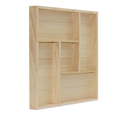 5 Section Wooden Trays – 10" × 10" Square Organizers with Compartments for Crafts, Drawer Tidying, Snacks, and Display | 2 Pack - size: 5 Section