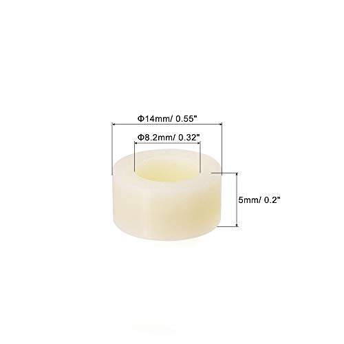 uxcell ABS Round Spacer Washer ID 8.2mm OD 14mm Length 5mm Plastic Standoff for 3D Printer, TV Wall Mounting, Electrical Outlet, Beige, 100Pcs - size: 5mm