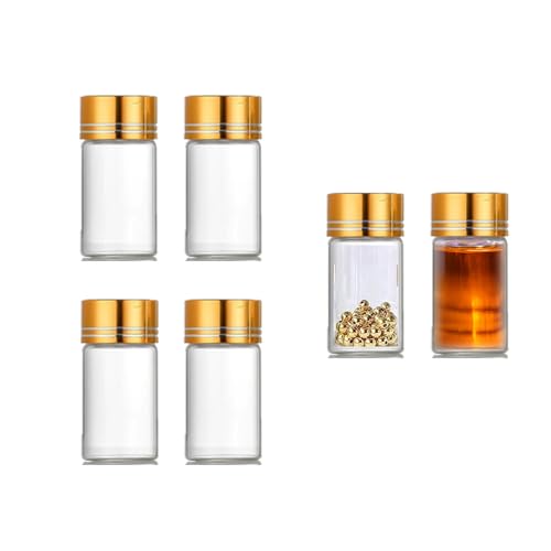 4Pcs Tiny Glass Jars with Lids 2ml Miniature Vials Bottles with Screw Cap Small Clear Vial Containers for Ashes Jar Little Bottle Caps Mini Vile Storage Craft Use 16x26mm