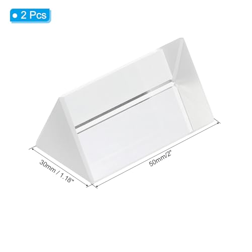 PATIKIL 50mm/2 Inch Triangular Prism, 2 Pack Glass Optical Crystal Rainbow Prism for Photography Physics Teaching Lights Photo, Clear - size: 50mm/2 Inch