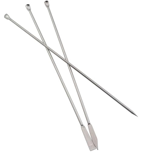 2Sets 6PCS 22cm Laboratory Micro Sampling Spoon 304 Stainless Steel Shovel Laboratory Powder Scraper Gel Filling Dosing Spoon Silver for Science and Chemistry