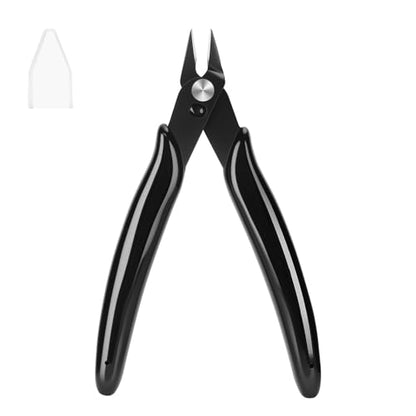 5 Inch Micro Wire Cutters, 1 Pack Precision Flush Cutters, Zip Tie Cutter - color: Black (1 Pack)