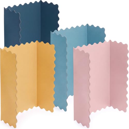 Mooliwe 4 Pack 24" x 16" Trifold Poster Board Scalloped, Morandi - color: Morandi, size: 24" X 16"