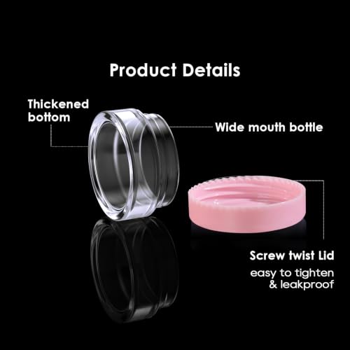 Eternal Moment 50 Pack 5G Sample Containers with Lids Cosmetic Small Jars - color: Pink Lid, size: 0.17 Ounce