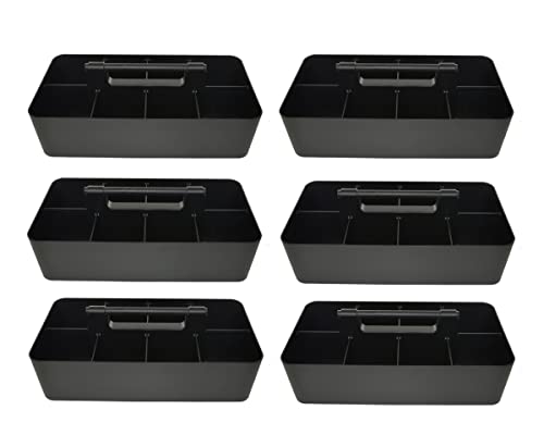 -Large Portable Caddy, DIY Dividers, 8 Compartments, School Office Supplies Home Business Organizer,Portable Basket with Handle Storage Organizer Modern Made in USA (6 PACK, Black) - color: Black, size: 6 PACK