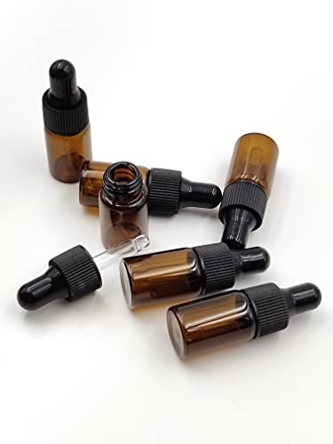 15Packs 3ml Tiny Amber Glass Mini Dropper Bottles for Essential Oils, Cosmetics, and Liquid Small Empty Travel Sample Vials with Dropper and Black Caps - size: 3ml