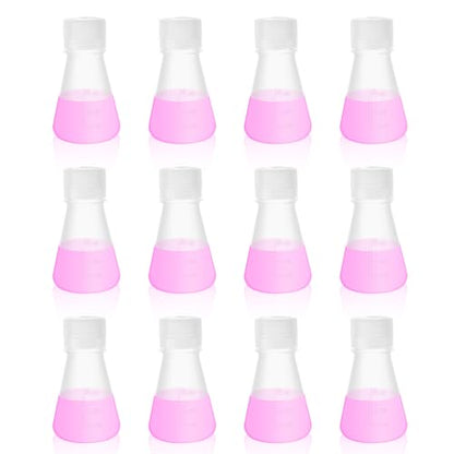 12pcs 25ml Plastic Erlenmeyer Flasks with Screw Cap, LVAH001 - style: 12pcs of Vol.25ml