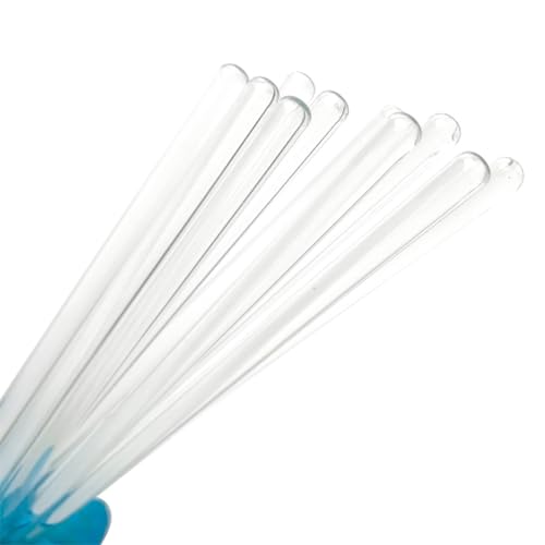 10 Pcs Glass Stirring Sticks Lab Stirring Rods Science Mixing Sticks Clear Cocktail Swizzle Sticks Beverage Stirrer Sticks with Round Ends for Hot Cold Drinks