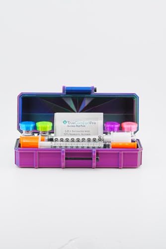 Vial Guard Storage Hard Case for 3ml, 5ml, 10ml, 30ml Vials, Secure Holder Multiple Sizes (Metalic, 4 x 3ml + Storage) - size: 4 x 3ml + Storage