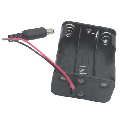 2 Pcs 6xAA Power Box 6V Black Battery Pack Holder Case Box with DC Plug Barrel Jack Connector for Wireless Camera Halloween LED Light Strip