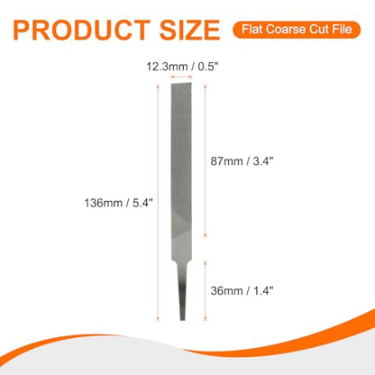 HARFINGTON Flat Coarse Cut File 4" Double Cut Teeth High Carbon Steel Hand Rasp File without Handle for Metal Wood Deburring Removing - size: 4", style: Coarse