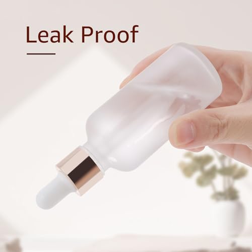20 Pack 50ml Frosted Glass Sample Dropper Bottles, Rose Golden Caps - color: Frosted, size: 50mL-20pcs