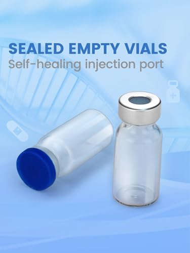 7ml Glass Vials - Self-Healing Injection Port, Sterile Empty Vials with Sealed Cap (10 Pack) - size: 7ml