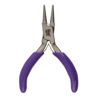 The Beadsmith Mini Series Round Nose Plier – Create Consistent Loops in Wire and Metal – 3-Inches, Purple Comfort Grip Handle, Single Leaf Spring, Polished Steel Head – Tools for Jewelry Making - style: Round Nose