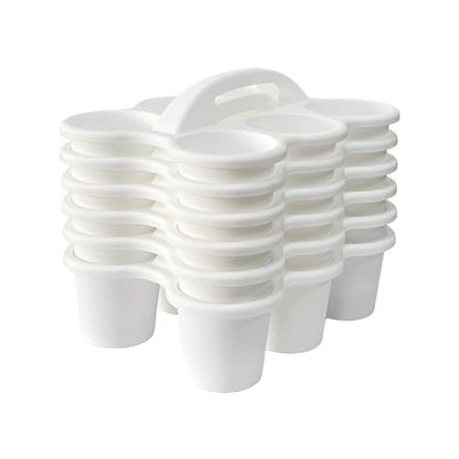 6 Pack Plastic Classroom Caddy Organizer with Handle, 6 Compartment, White - color: White