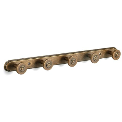 Coat Rack Wall Mounted, Antique Brass Zinc Alloy with 5 Hooks - color: Antique Brass