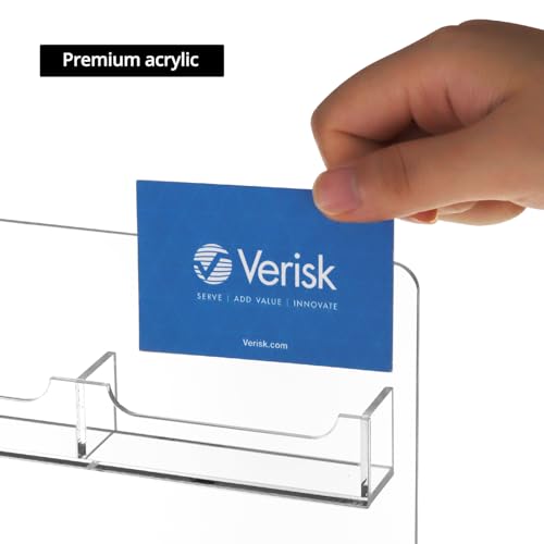 QWORK Acrylic Business Card Holder Wall Mount, 24 Pockets, Clear Sticker Display, Multi-Pocket Rack Organizer for Office & Home Use, Includes Screws, Expansion Tubes