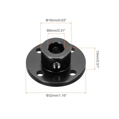 MECCANIXITY 2pcs 8mm Bore Rigid Black Flange Coupling Connector Aluminum - color: Black
