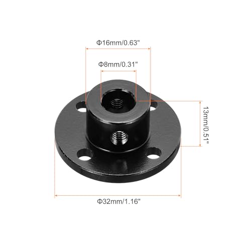 MECCANIXITY 2pcs 8mm Bore Rigid Black Flange Coupling Connector Aluminum - color: Black