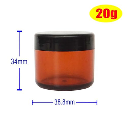 20pcs 20 Gram Jar, BPA Free, 20ml Cosmetic Sample Empty Container - color: 20pack 20ml Brown w/ Black Lid
