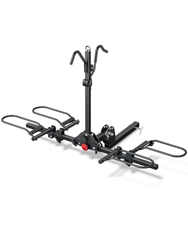 Rockland Foldable 2-Bike Rack, 200 lbs Capacity, Hitch Mount Bike Rack, Fits up to 5" Fat Tire Width and 50" Wheelbase, Bike Carrier Rack for 2" Receiver for Cars SUVs Vans RVs - size: 2-Bike Rack+200LBS (Hooks Design)