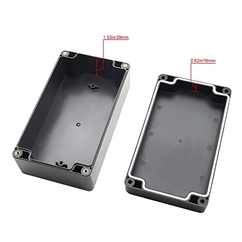 LeMotech Project Box ABS Plastic Junction Box IP65 Waterproof Electrical Boxes Universal Enclosure Black 6.2X 3.5X 2.4 inch (158x90x60mm)（Pack of 1） - color: Black (1 pack), size: 6.2" x 3.5" x 2.4"