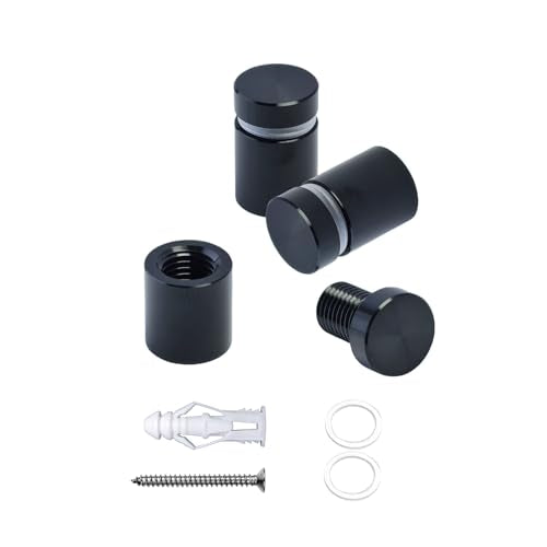 Pack of 12 Aluminum Wall Spacers, Standoff Screws, Sign Standoff Mounting Hardware Glass Standoff for Acrylic Signs (Black, 1/2" x 1/2") - color: Black, size: 1/2" X 1/2"