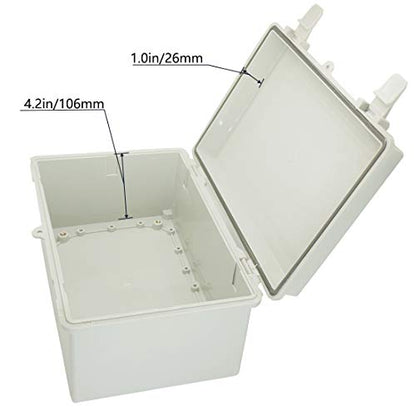 Zulkit Junction Box ABS Plastic Dustproof Waterproof IP65 Electrical Boxes Hinged Shell Outdoor Universal Project Enclosure with 2 Cable Glands 11.42 x 7.48 x 5.51 Inch (290x190x140mm) - size: 11.42" x 7.48" x 5.51"