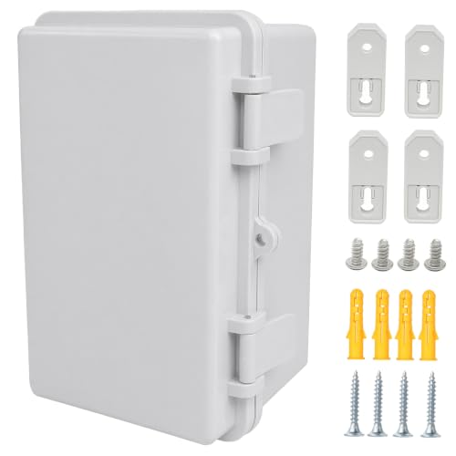 Junction Box, Hinged Grey Cover IP67 Waterproof ABS Project Box with Mounting Plate Electrical Box Enclosure with Wall Bracket 8.3 x 5.1 x 4.3inch(210x130x110mm) - color: Grey, size: 8.3"x5.1"x4.3"