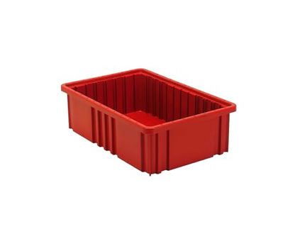 Quantum DG92050RDCS Heavy-Duty Dividable Grid Storage Container for Industrial Warehouse Electronics Healthcare Supply Distribution | 16-1/2"L x 10-7/8"W x 5"H, Red, Polypropylene (Case of 12)