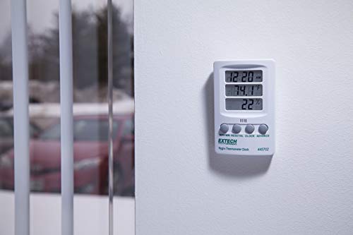 Extech 445702 Hygro-Thermometer Clock, Humidity, Temp, Triple LCD