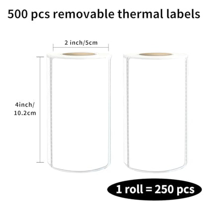 2×4 Inch White Removable Thermal Labels,Waterproof Thermal Label (250 Sheets per Roll,2 Rolls) - color: White,2 Rolls, size: 2×4 inch