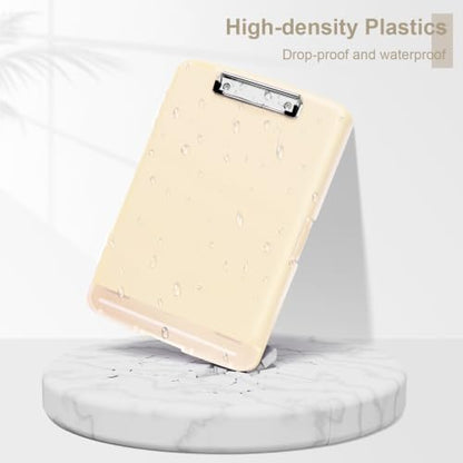 Piasoenc Clipboard with Storage,8.5 x 11 Clip Board with Pen Holder,Apricot - color: Apricot