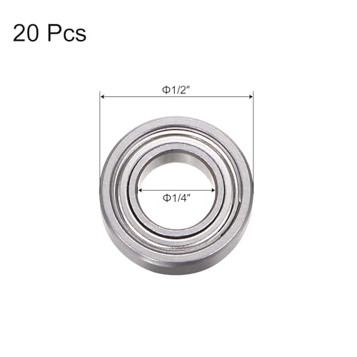 uxcell R188ZZ Deep Groove Ball Bearing, 20pcs 1/4" x 1/2" x 3/16" Chrome Steel Z1 Double Steel Shielded Bearing - size: 1/4" x 1/2" x 3/16"