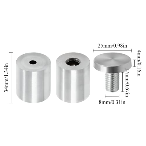 Luomorgo Stainless Steel Standoff Screws, 1" x 1-5/8", Silver, 12 Pcs - color: Silver, 12 Pcs, size: 1" x 1-5/8" / 25 x 40mm