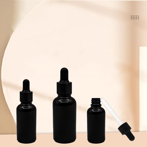 12 Pcs1 oz Black Glass Dropper Bottle 30 ml Tincture Bottles with Dropper Lab Dropping with Eye Droppers, Funnels, Label Stickers for Essential Oil Perfumes (Black, UV Safe Bottles) - color: Black, size: 1 Ounces