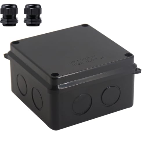 Project Box IP65 Waterproof Dustproof Junction Boxes ABS Plastic DIY Electronic Case, Indoor & Outdoor Electrical Box Power Cord Enclosure Black 100x100x70mm - size: 3.9" x 3.9" x 2.8"
