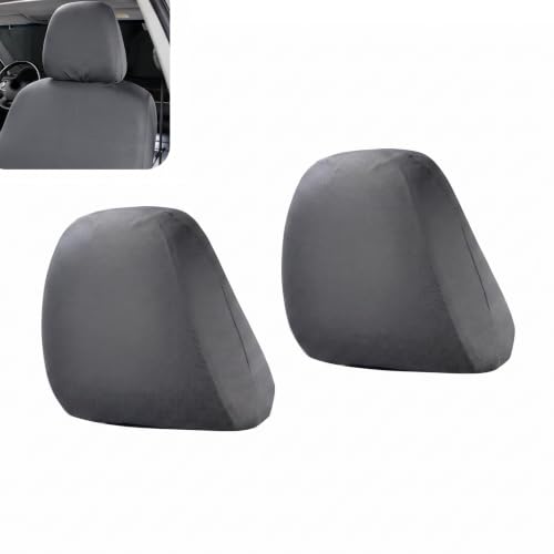2 PCS Car Seat Headrest Covers, 9" x 10.6" Highly Elastic Knitted Car Headrest Protector, Breathable Dustproof Washable Auto Head Rest Sleeve, Universal for Vehicles SUV Truck (Gray) - color: Gray
