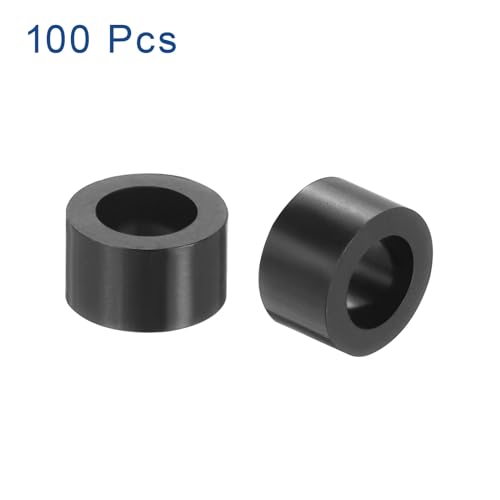 uxcell 100pcs Nylon Round Spacers 4mm ID, 7mm OD, 4mm Height Screws Spacers Without Threaded, Plastic Spacer for M4 Screws, Black - size: 4mm ID, 7mm OD, 4mm Height